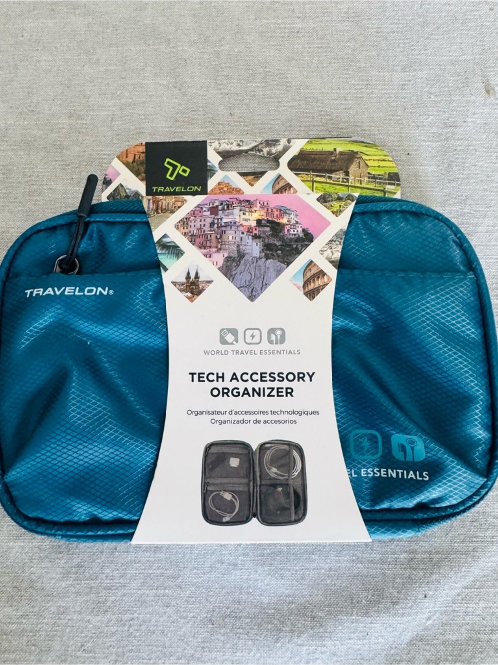 Travelon Tech Accessory Organizer Teal Blue Travel Pouch Case